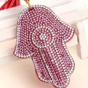 "HAMSA HAND SYMBOL" HANDBAG JEWELRY CHARM PURSE GOLDEN PENDANT 44